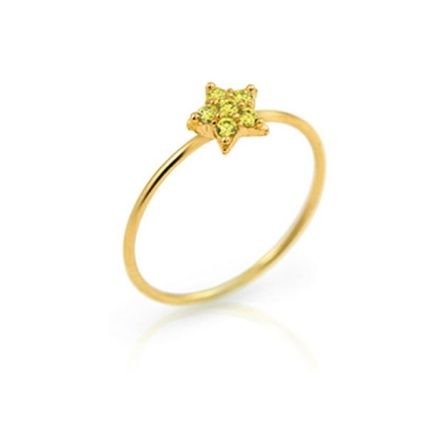 Clear Cubic Zirconia Pave Classic Open Ring Yellow Gold-Tone Plated Sterling Silver 